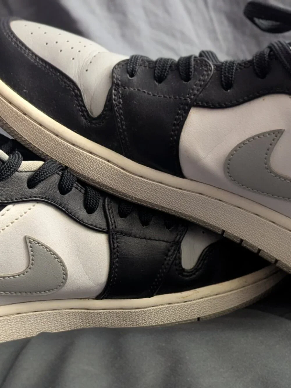 Air Jordan 1 Low Shadow Black Grey White Men's Size 12 Sneakers w/ Authenticity